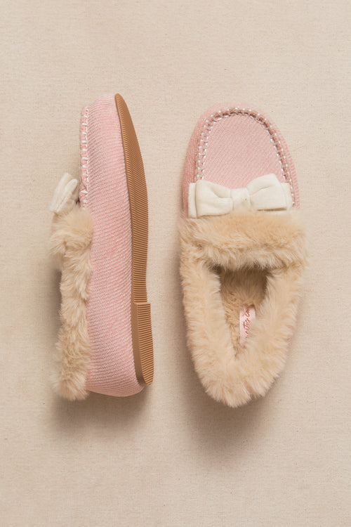 Mini Ivy Bow Slippers in Pink