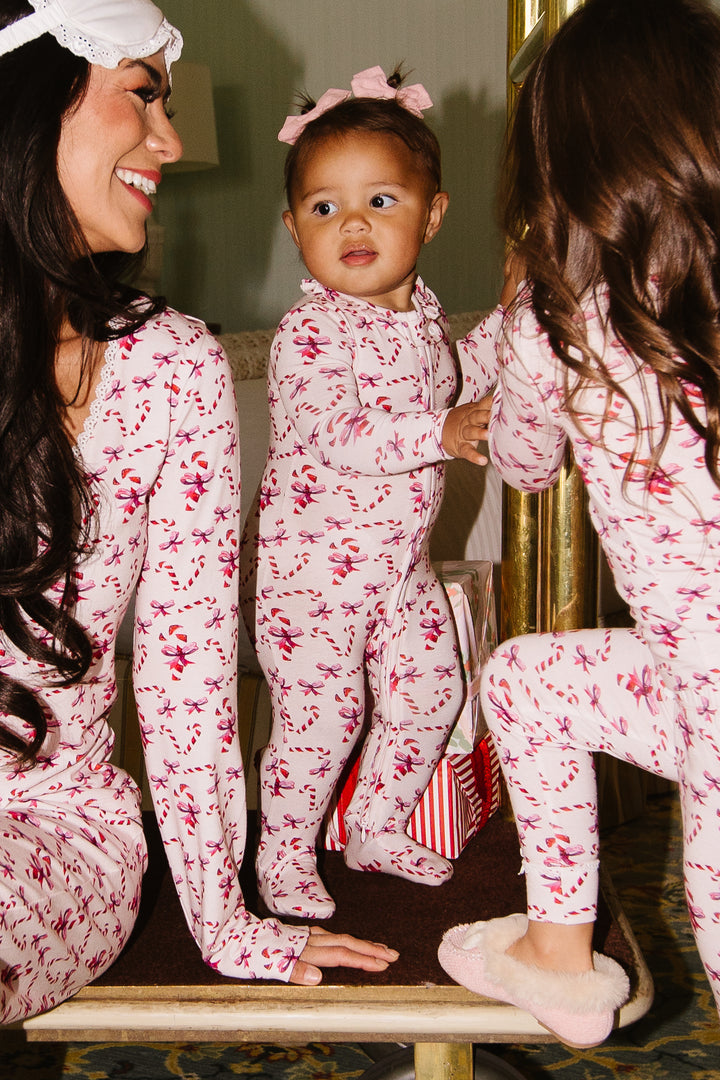 Baby So Soft Footie One Piece Pajama in Candy Cane - FINAL SALE