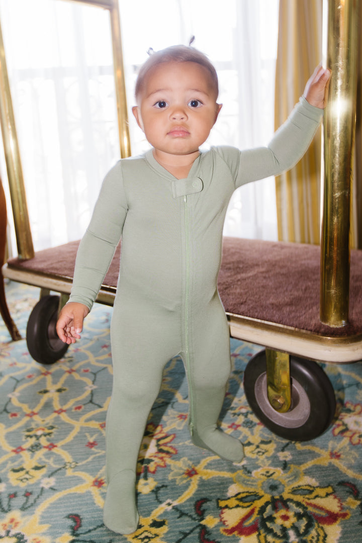 Baby So Soft Footie One Piece Pajama in Green - FINAL SALE