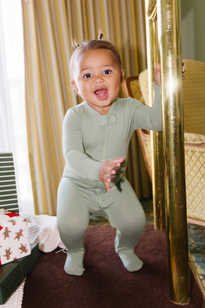 Baby So Soft Footie One Piece Pajama in Green - FINAL SALE