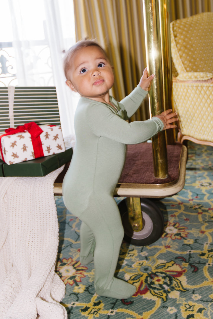 Baby So Soft Footie One Piece Pajama in Green - FINAL SALE