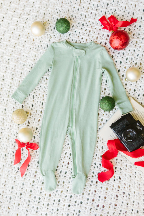 Baby So Soft Footie One Piece Pajama in Green - FINAL SALE