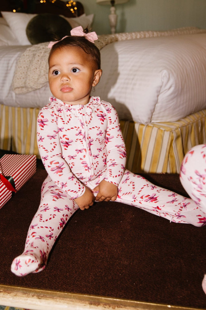 Baby So Soft Footie One Piece Pajama in Candy Cane - FINAL SALE