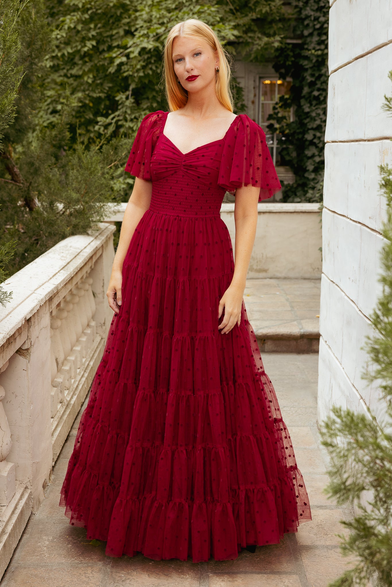 Solange Dress in Burgundy Tulle – Ivy City Co