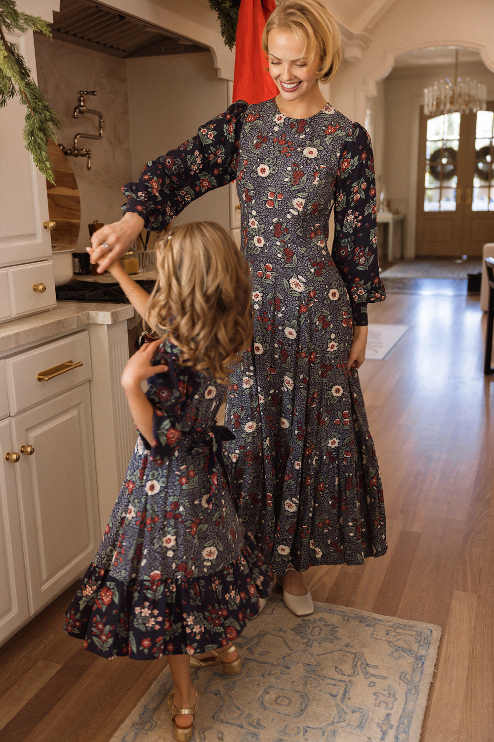 Soleil Dress in Navy Etched Bloom