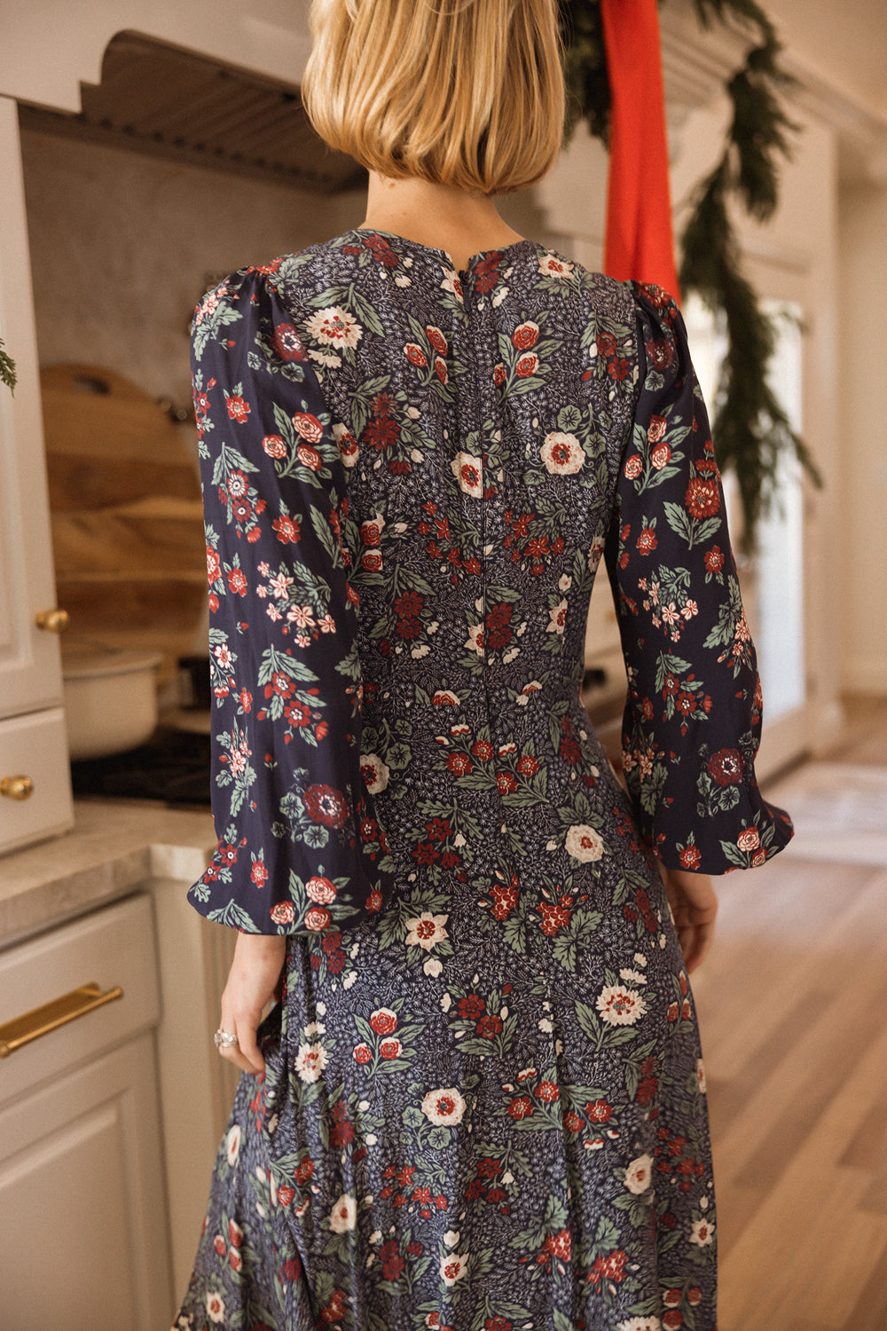 Soleil Dress in Navy Etched Bloom