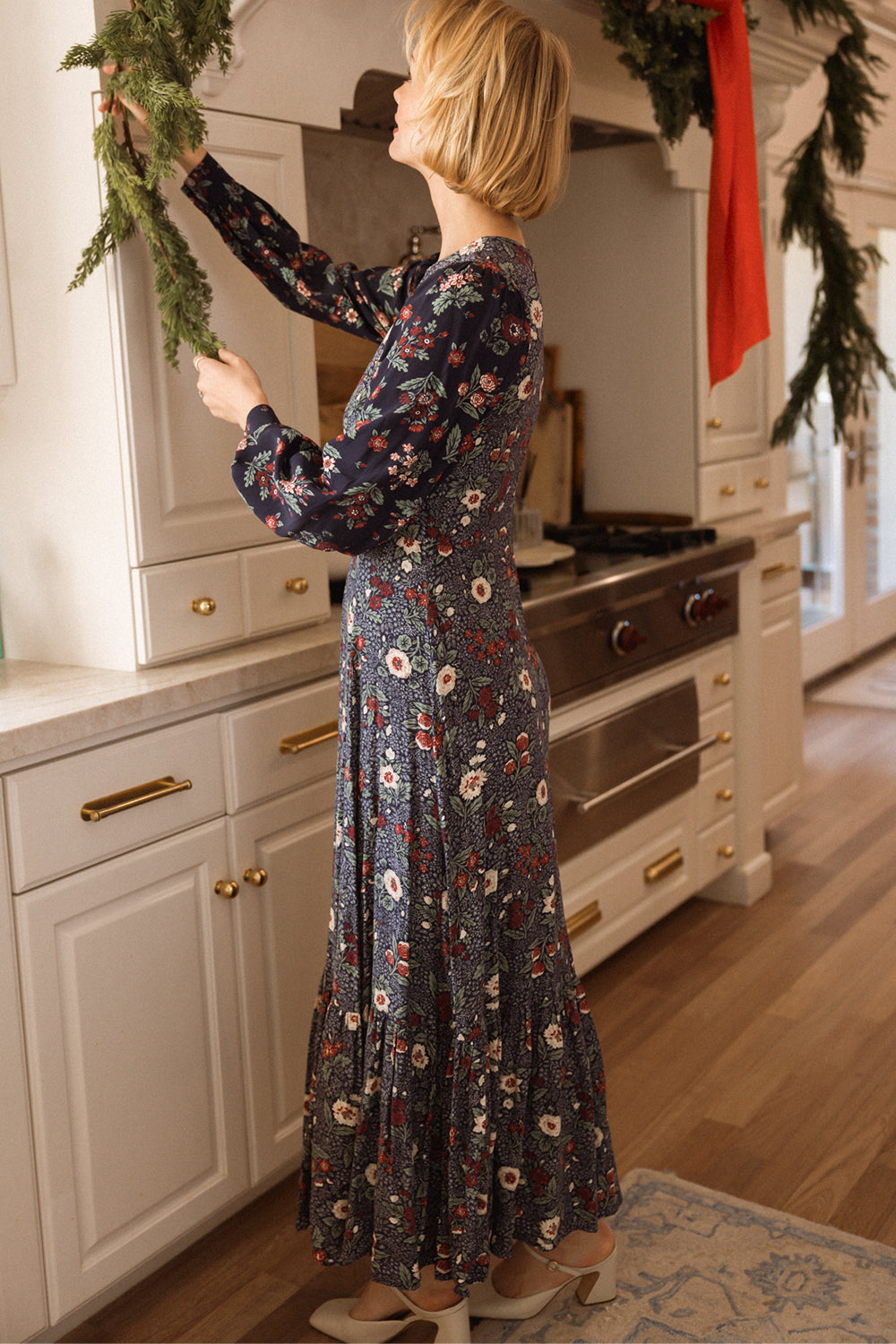 Soleil Dress in Navy Etched Bloom