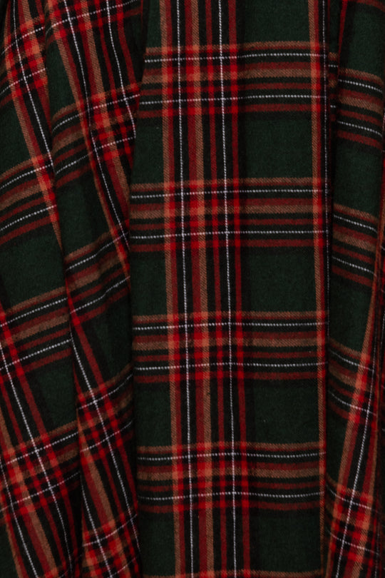 Close-up of a red and black plaid fabric texture