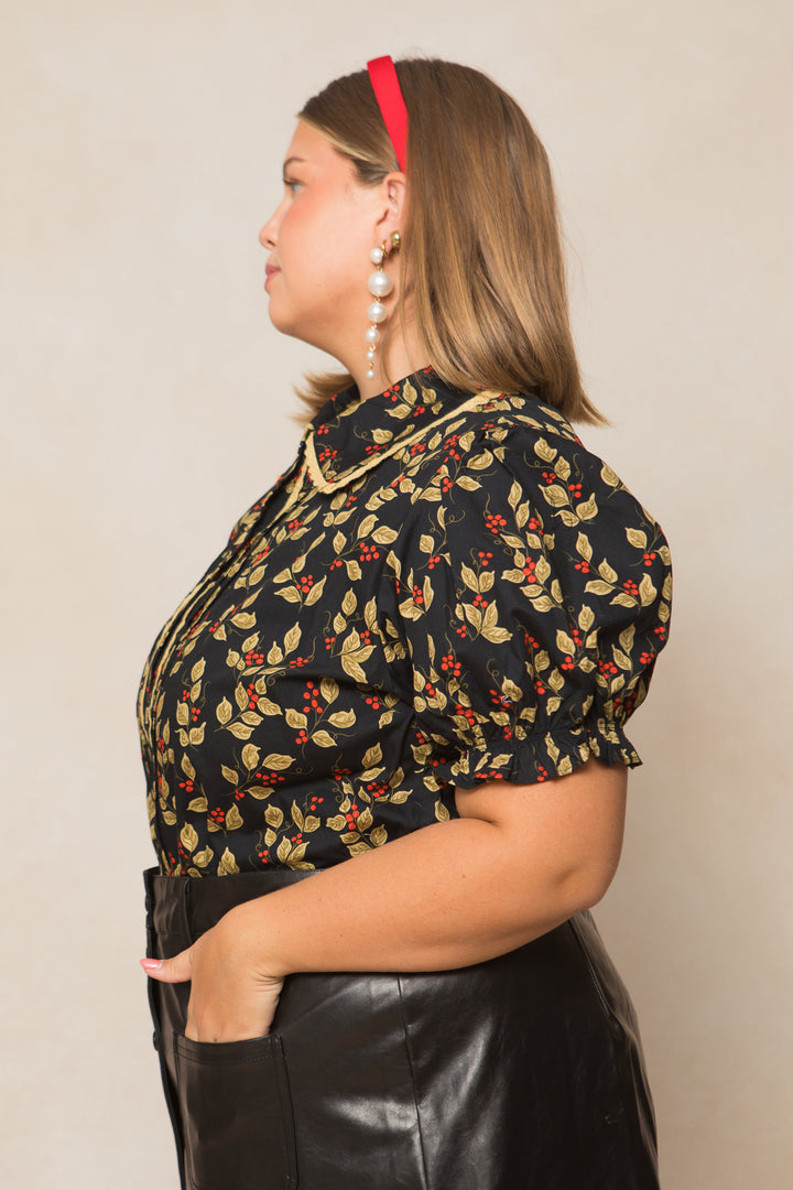 Sophia Blouse in Holly Berry