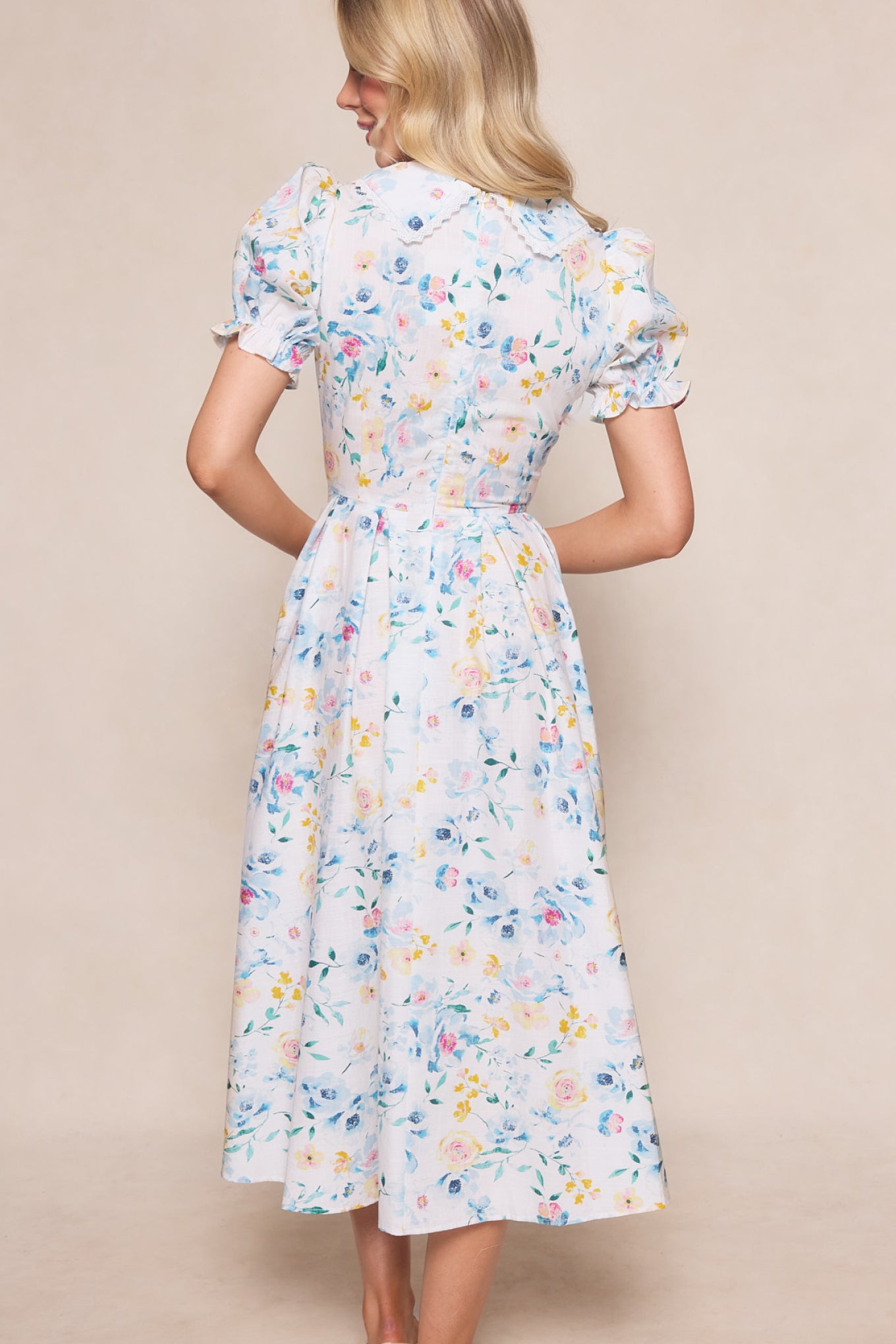 レディース French Bouquet Puff Sleeve Dress