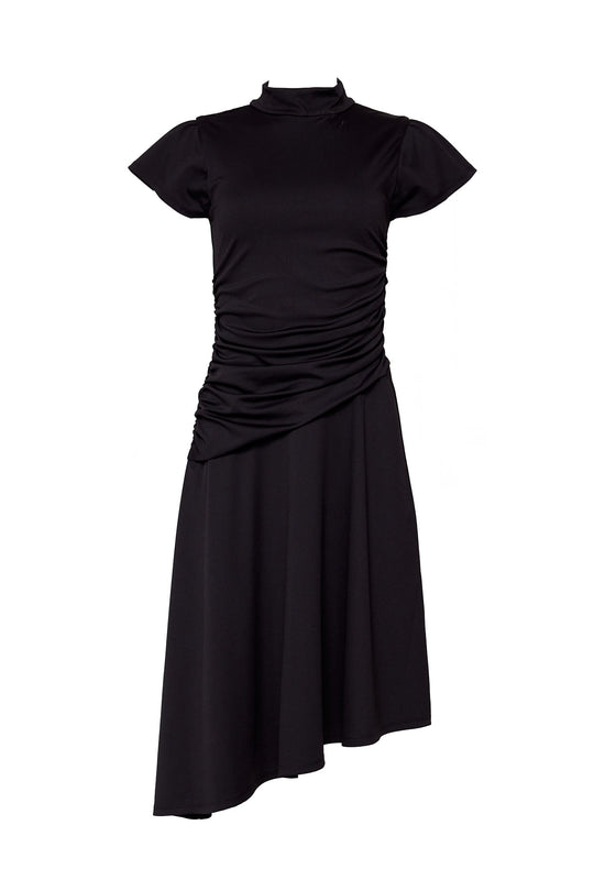 Black dress with short sleeves on a white background