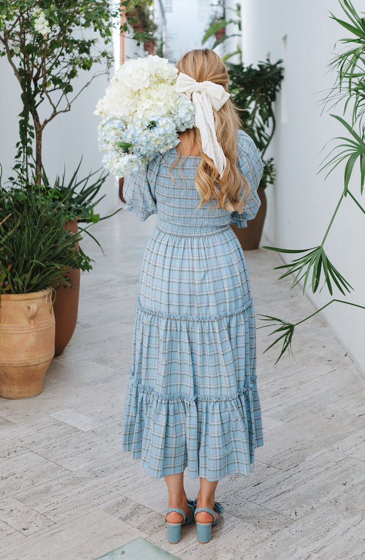 Madeline Dress in Light Blue Plaid