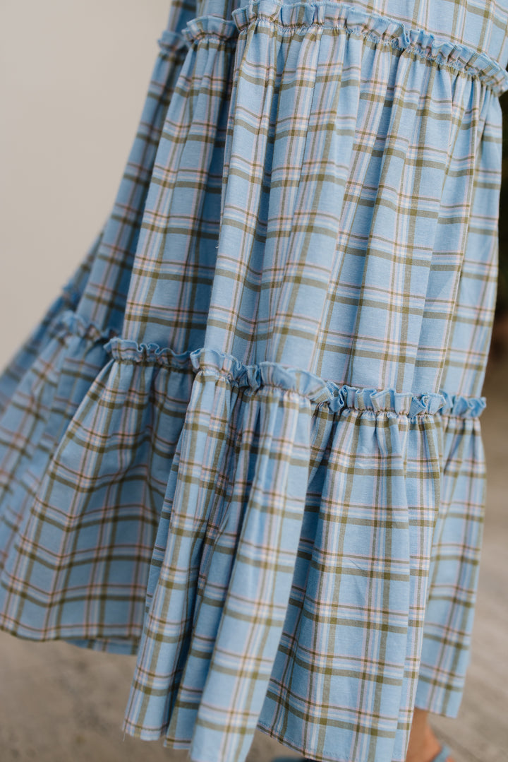 Madeline Dress in Light Blue Plaid