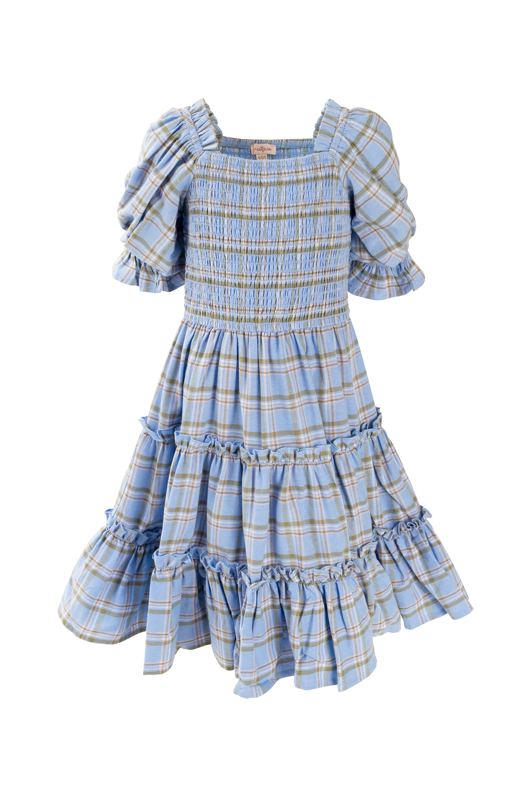 Mini Madeline Dress in Light Blue Plaid