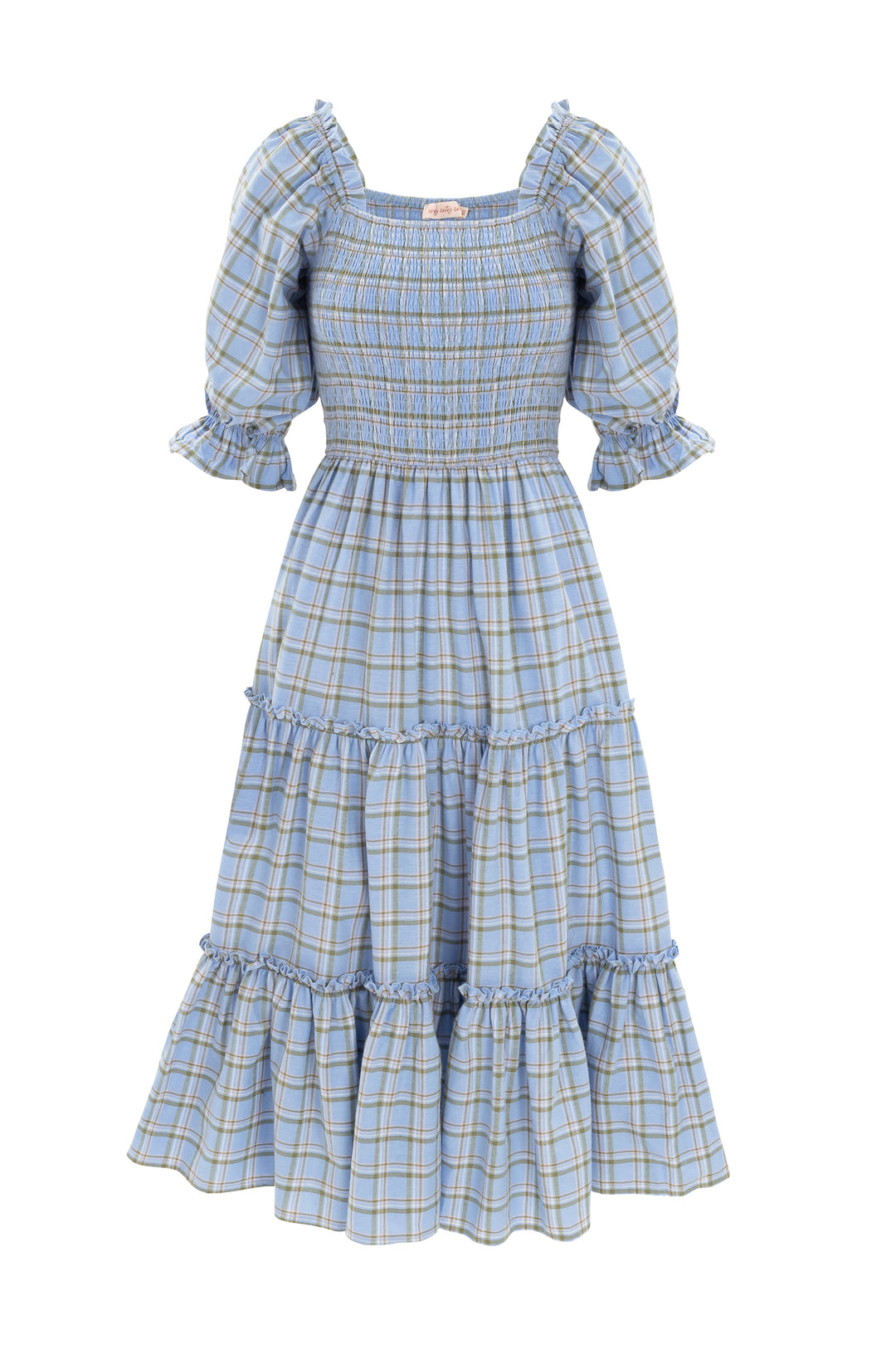 Madeline Dress in Light Blue Plaid