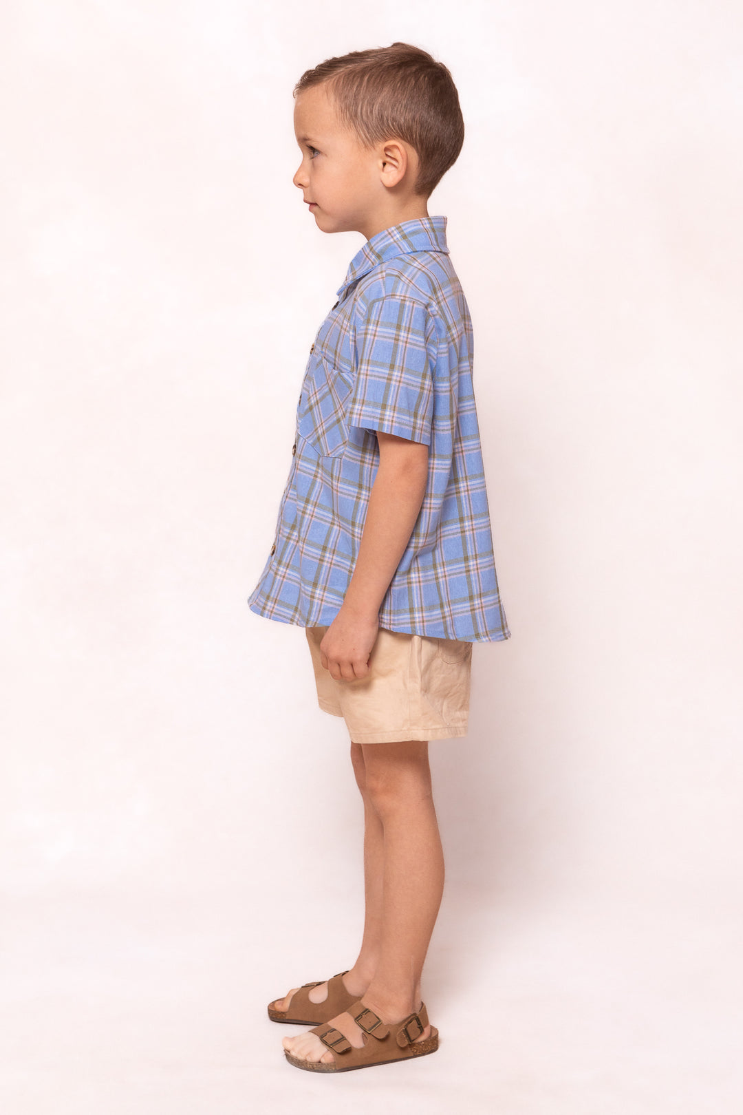 Boys James Shirt in Madeline Light Blue Plaid