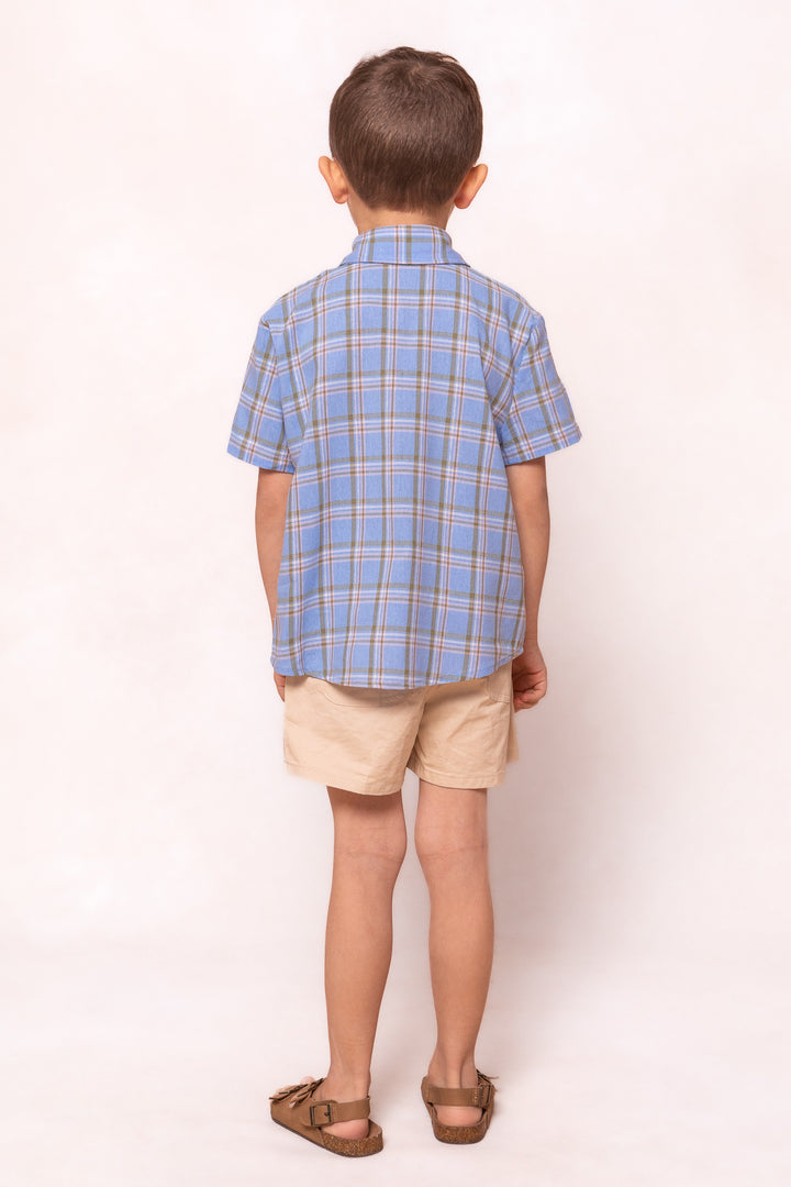 Boys James Shirt in Madeline Light Blue Plaid