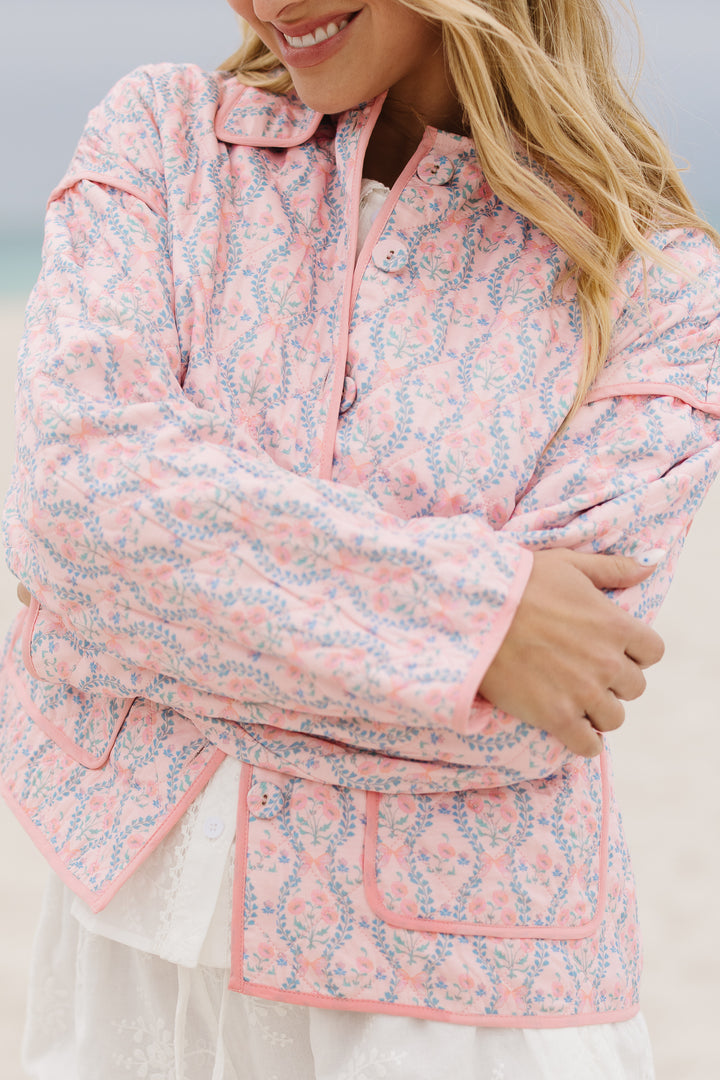 Raquel Quilted Jacket in Pink Floral