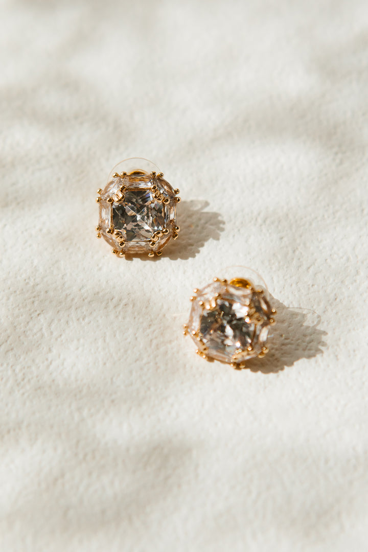 Square Crystal Stud Earrings