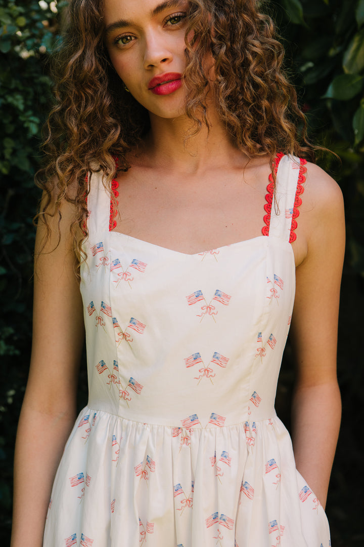 Star Spangled Dress in White