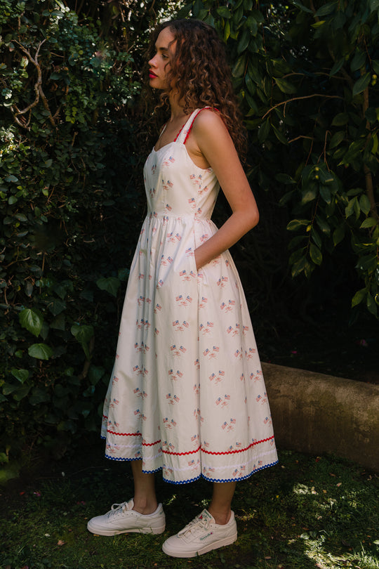 Star Spangled Dress in White