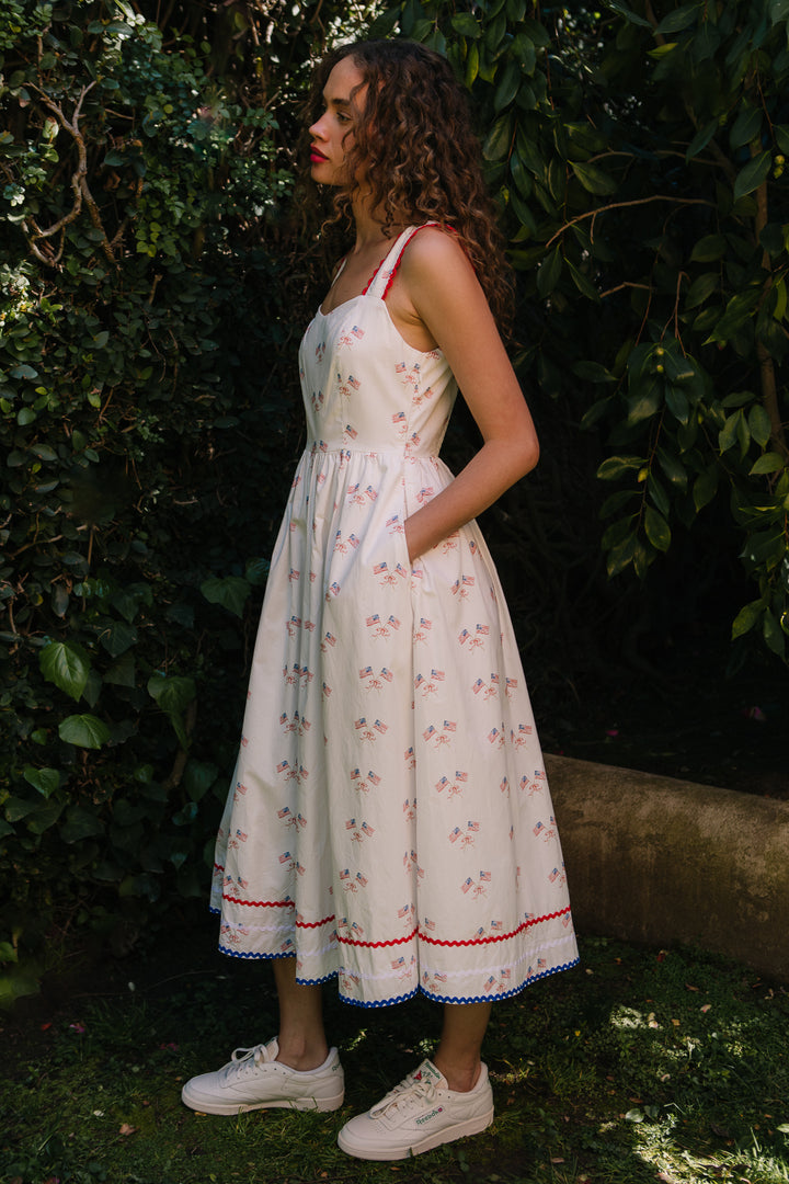 Star Spangled Dress in White