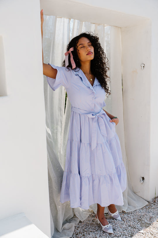 Sutton Dress in Pinstripe