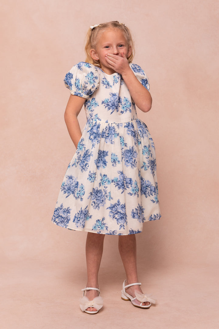 Mini Odette Dress in Blue Floral