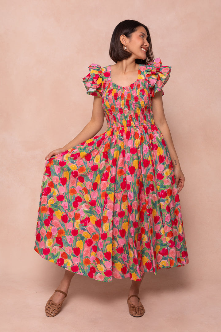 Hattie Dress in Tulips