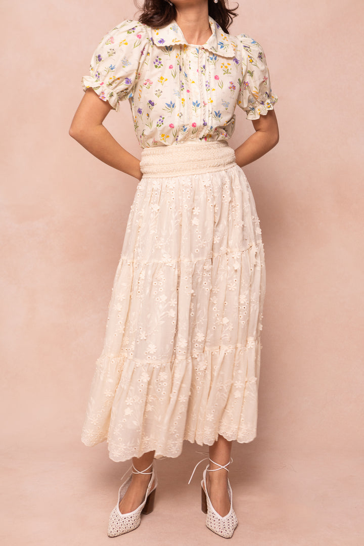 Zoey Skirt in Cream Eyelet