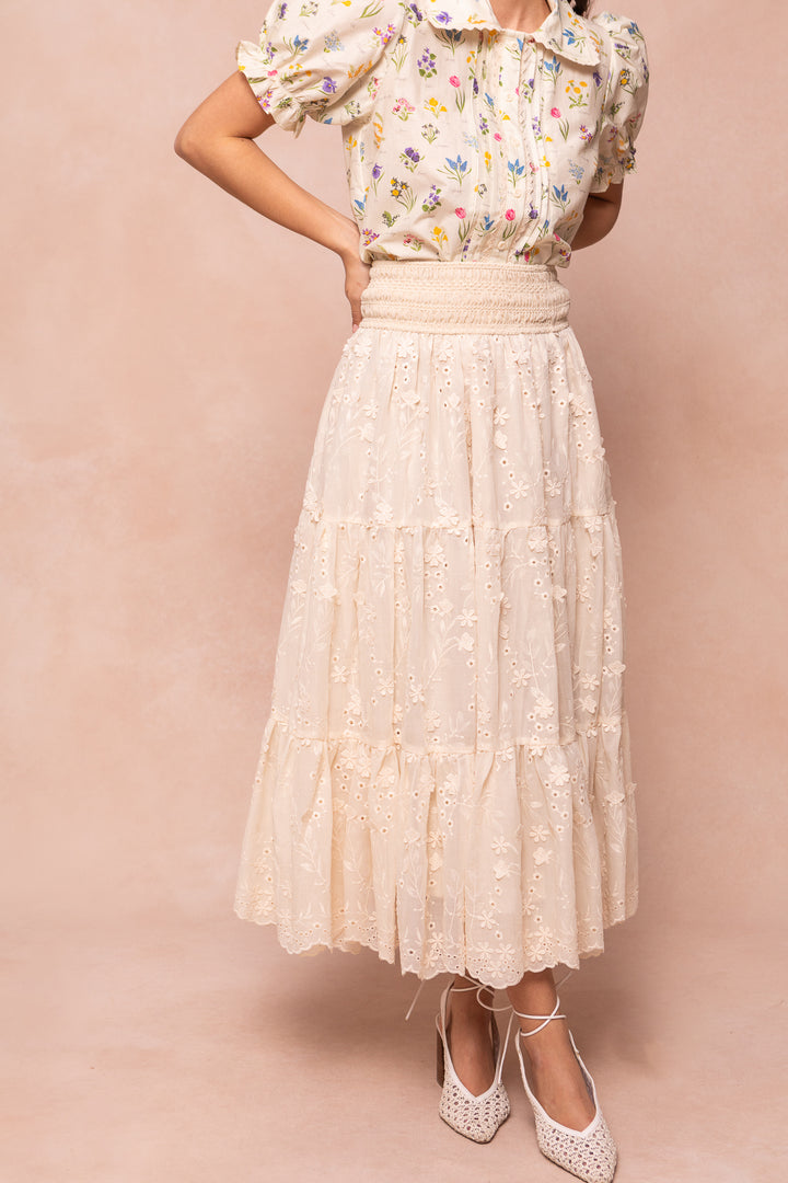 Zoey Skirt in Cream Eyelet