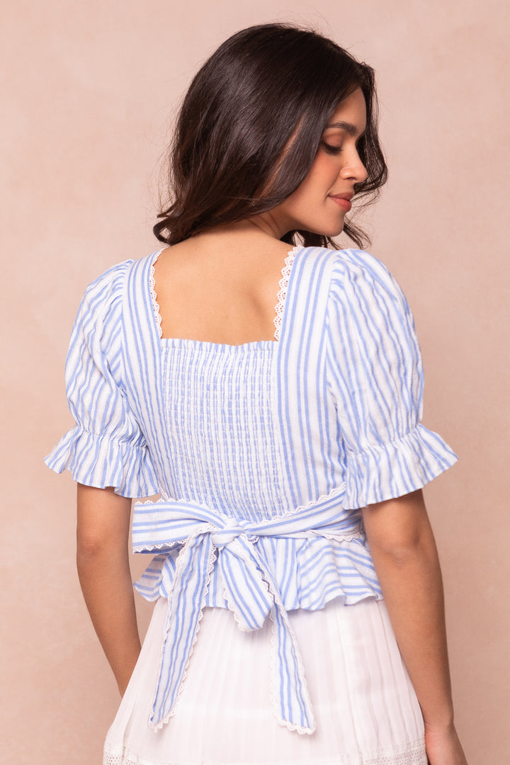 Noreen Top in Blue Stripes