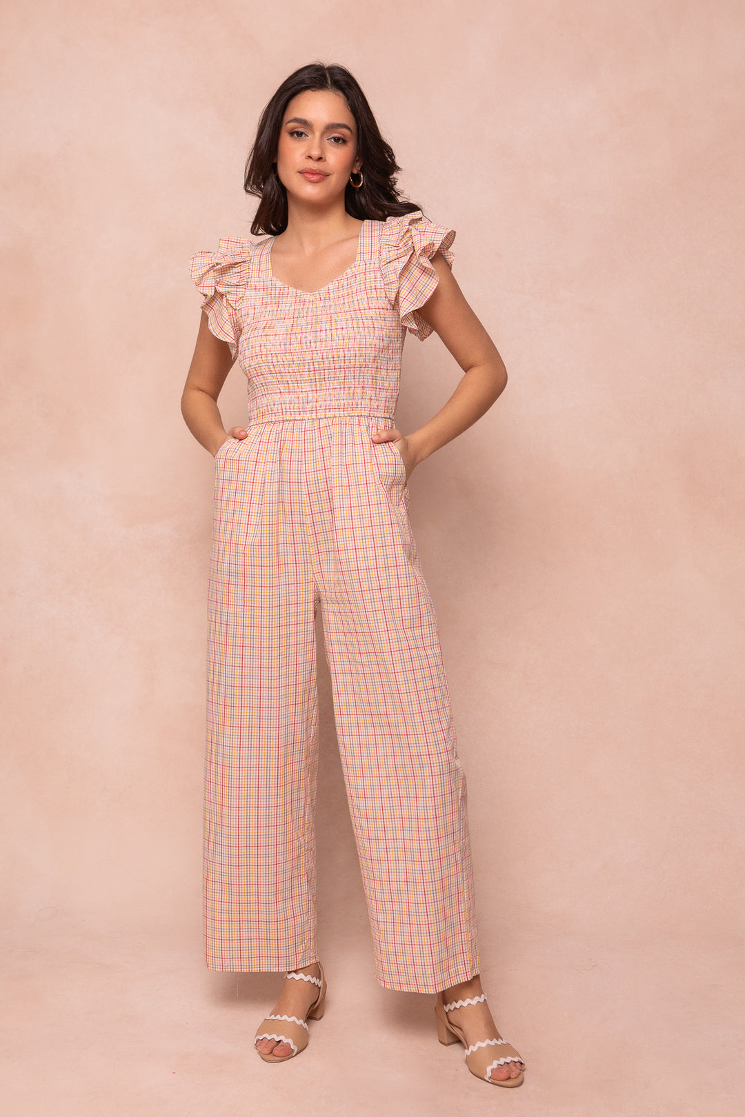 Hattie Jumpsuit in Multicolor Gingham