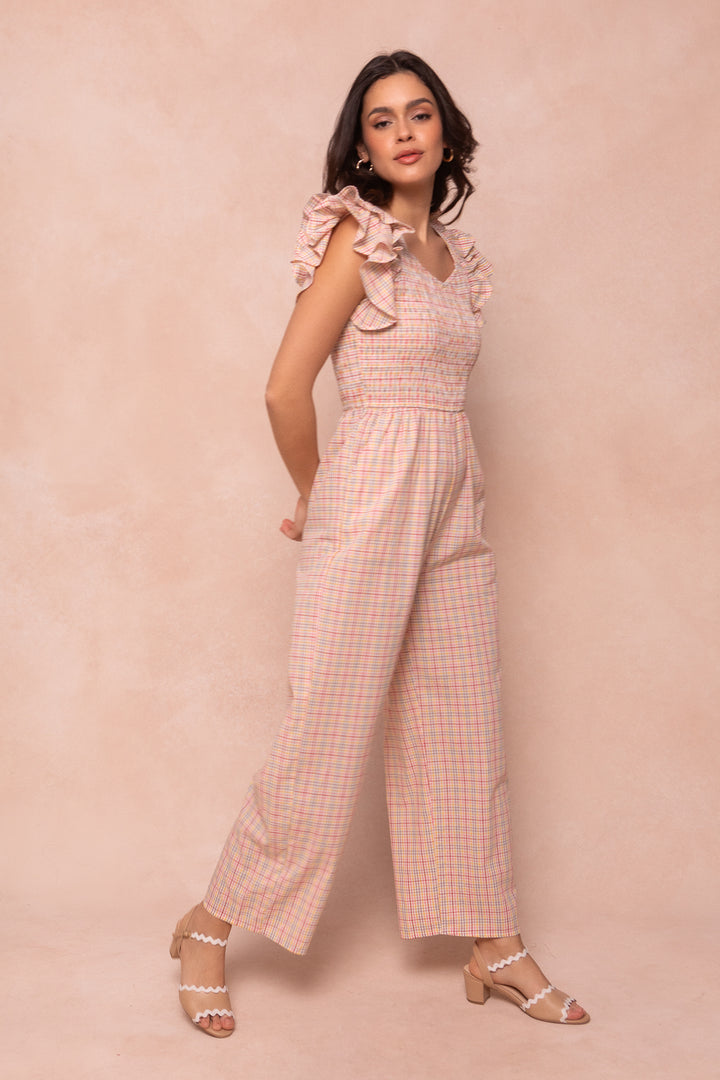 Hattie Jumpsuit in Multicolor Gingham