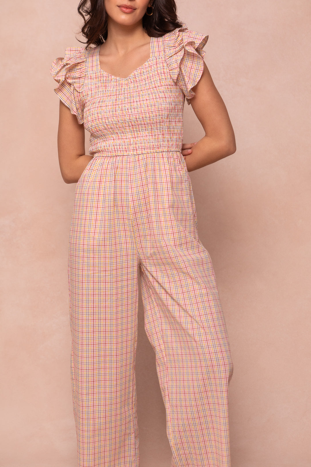 Hattie Jumpsuit in Multicolor Gingham