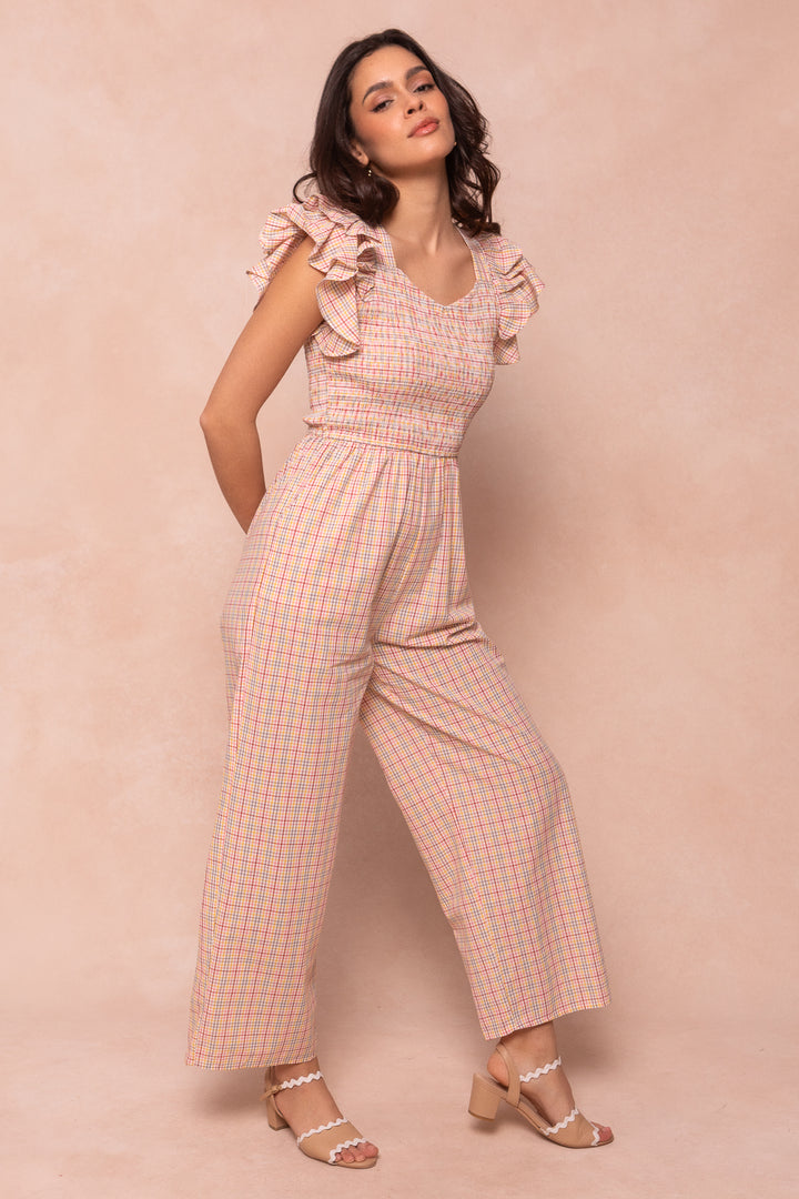 Hattie Jumpsuit in Multicolor Gingham