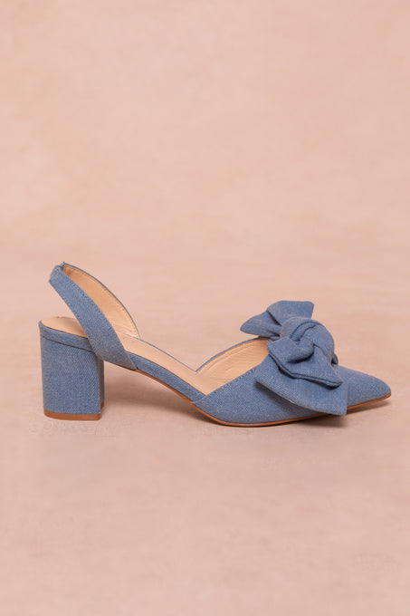 Eloise Bow Heel in Denim