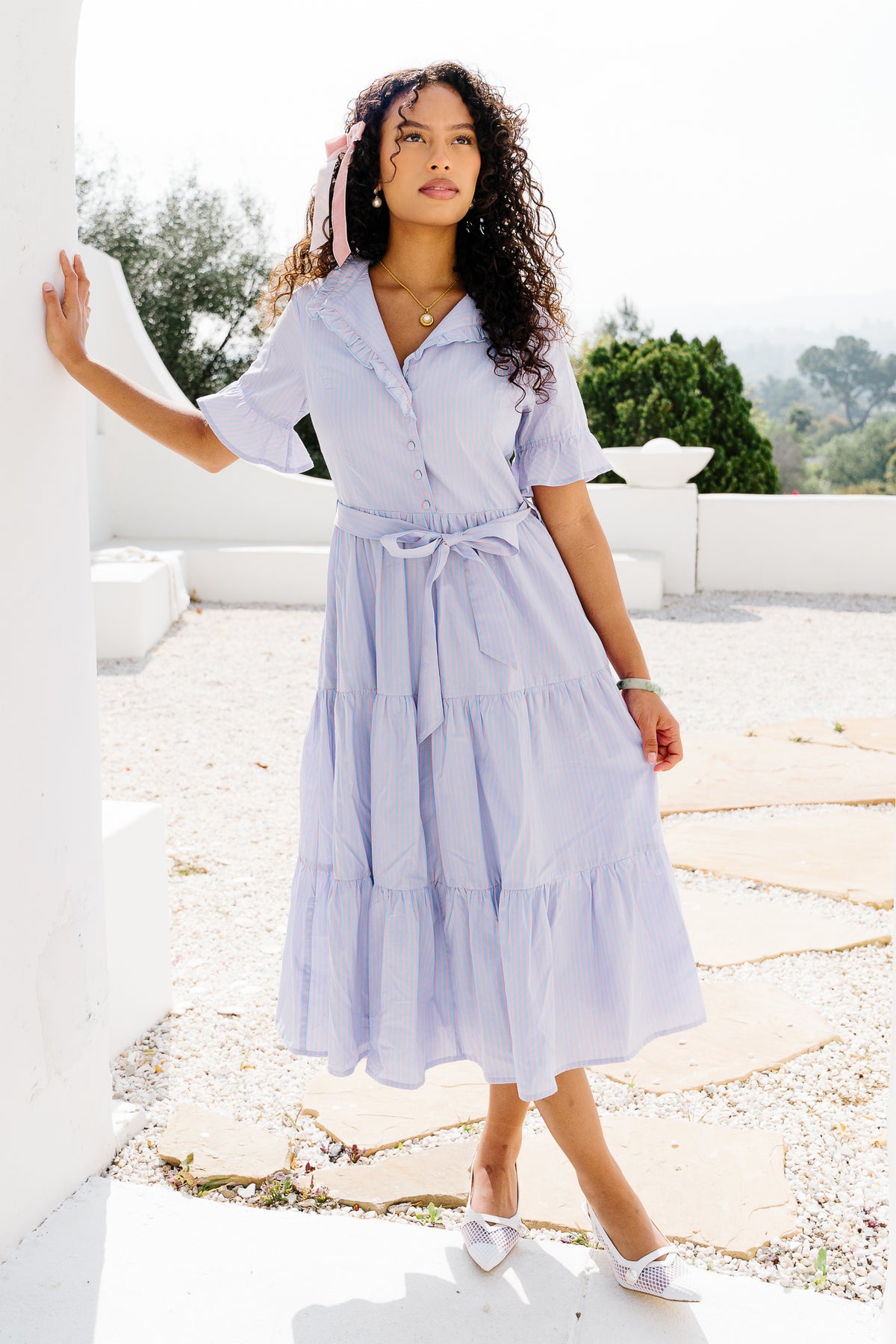 Sutton Dress in Pinstripe