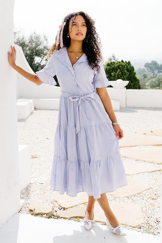 Sutton Dress in Pinstripe
