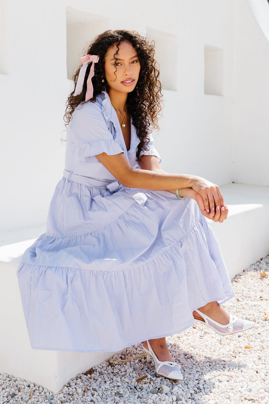Sutton Dress in Pinstripe