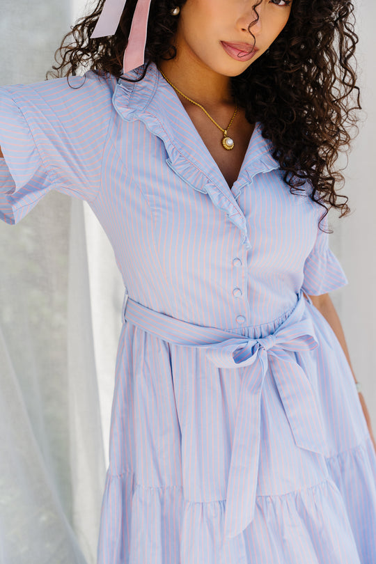 Sutton Dress in Pinstripe