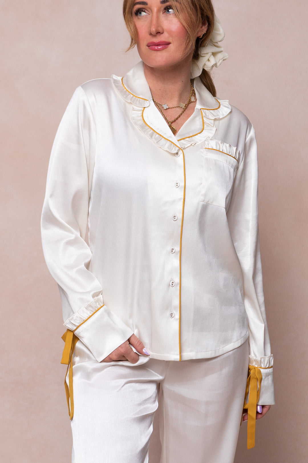 Sylvia Pajama Set in Cream