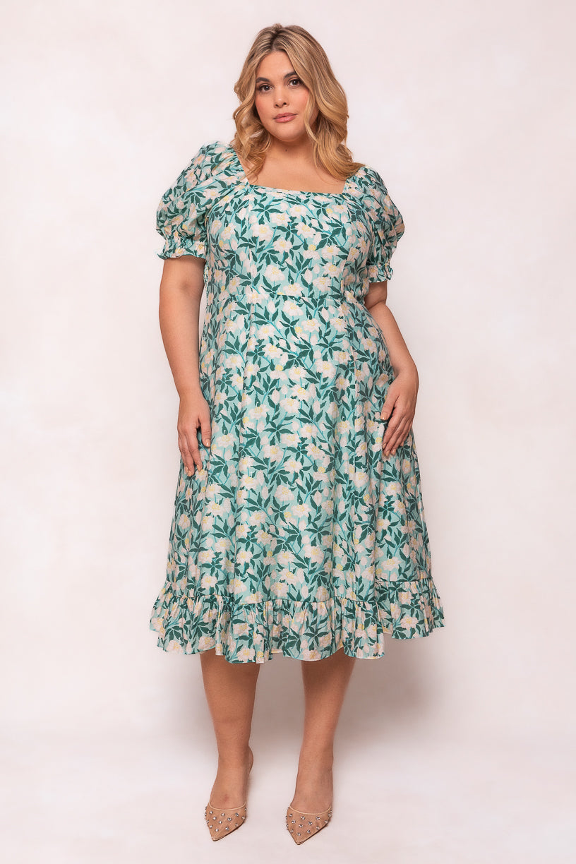 Tamara Dress in Green Floral