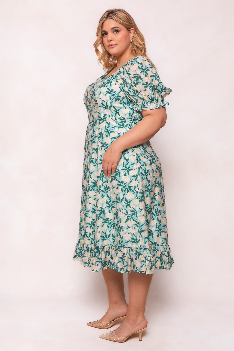 Tamara Dress in Green Floral