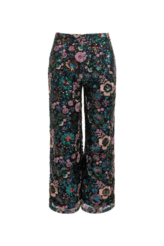 Floral patterned pants on a white background