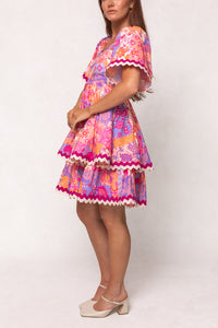 Tessa Dress in Pink Floral Tile