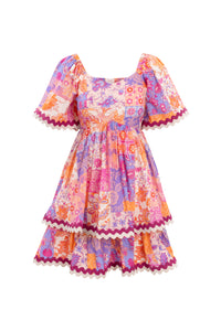 Tessa Dress in Pink Floral Tile