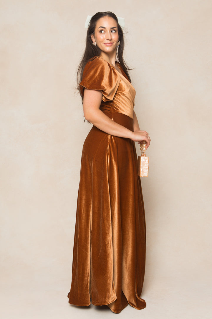 Tessie Dress in Amber Velvet