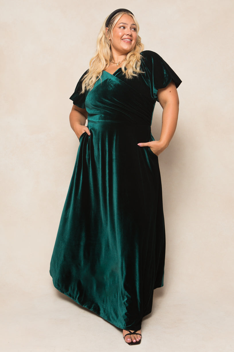 Tessie Dress in Emerald Velvet - FINAL SALE