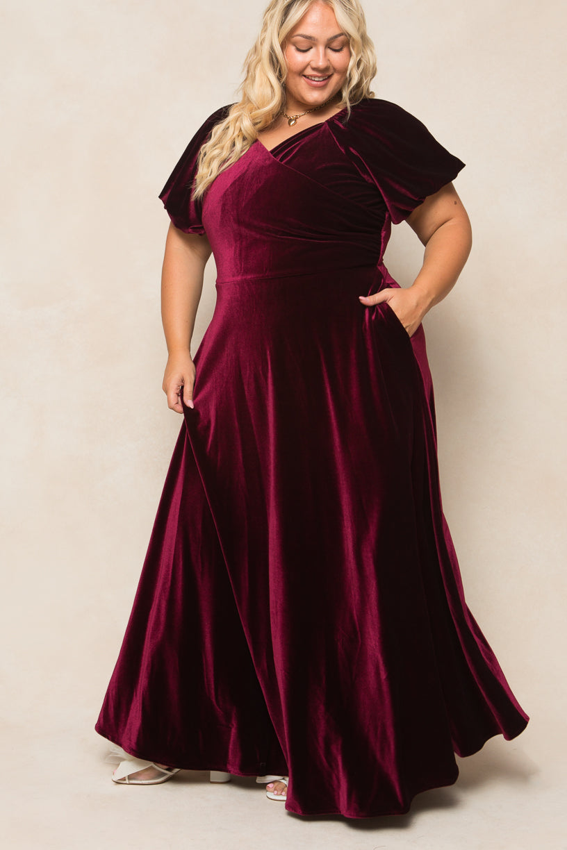 Tessie Dress in Wine Velvet - FINAL SALE